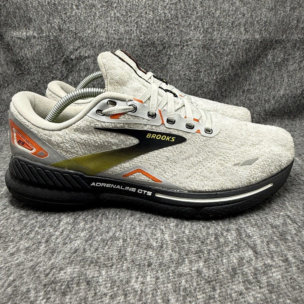 Brooks Adrenaline GTS 23 Mens 10.5 Grey Orange Black Support Runner 1103911D017